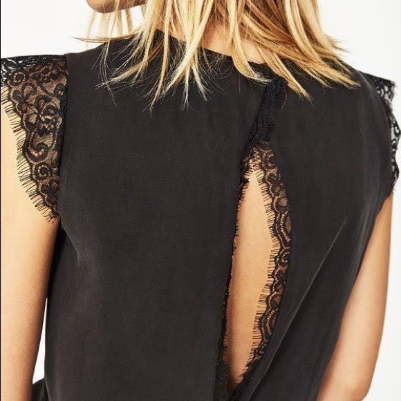 Zara Lace Shoulder Peplum Top - Picture 2 of 5